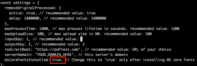 Configuring the container to use MSCoreFonts